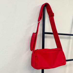 Casual Oxford Red Square Bag Lightweight Versatile Crossbody Bag Small Fashionable Design Candy Color Korean Style Zipper Closure