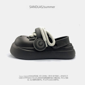 Spring and Summer Big Toe Couple Thick Sole Height Increasing Hole Shoes Mens and Womens Punk Earphone Shoes Outwear Soft Bottom Sandals