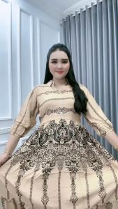 Dress Wanita Casandra Kra Anisa Katun Rayon Kancing Hiasan