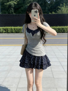 Ge·an·fei | Blue Floral Halter Dress Set