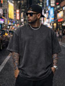 Solid Vintage Washed T-Shirts Mans Summer Cotton Breathable Short Sleeve Street Youth Comfy Streetwear Fashion All-Match Tops