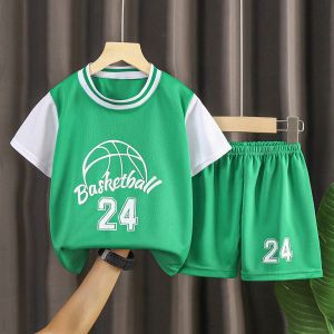 Baby Boys Sportswear Set Short Sleeve T-shirt And Shorts Summer Outfit for Kids Polyester Fiber Breathable And Comfortable