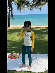 Bộ đồ bơi trẻ em YOUYOU tay dài 3 món cao cấp chống nắng co giãn 4 chiều đi biển đi bơi BD34132Y