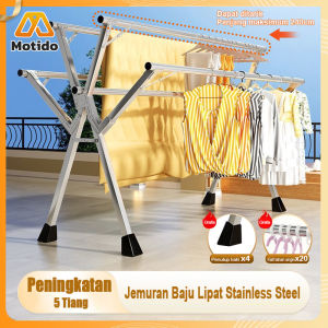 【5 Tiang】Jemuran Stainless Steel Jemuran Baju Lipat Anti Karat Kuat Jemuran Pakaian Jemuran hanger 240cm Tempat Jemuran Baju Portable Tanpa Instalasi