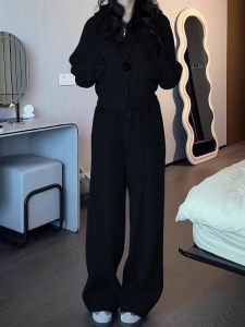 Womens Pure Cotton Sportswear Set Loose Comfortable Casual Running Suit Two-Piece Sweatshirt Outfit Spring Fashionable Lazy Style