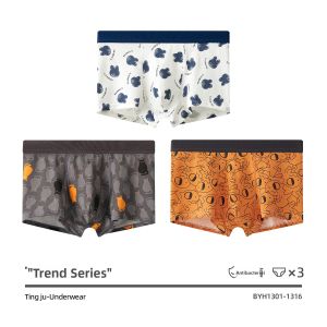 JIAZINI | Mens Cotton Antibacterial Boxer Shorts Comfortable Loose Fit Cartoon Print Underwear Mid Waist Design Youth Suitable