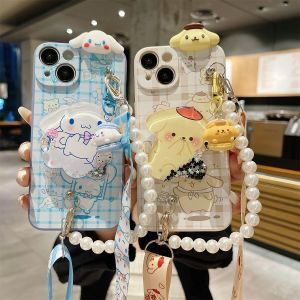 Iqoo U8x Phone Case U7x/U6x/U3/U1 New Arrival Iqoo Z9 Cinnamon Dog Z7 Cartoon Cute Z6 Z5 Z3 Z1/X Drop-Resistant Z8 Plaid Pom Pom Purin Pearl U5x Full Full Body with Stand