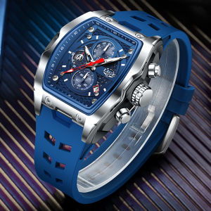 LIGE ใหม่นาฬิกาทหารสําหรับชายหรูหราซิลิโคนกีฬาสแควร์นาฬิกาโครโนกราฟธุรกิจแฟชั่นนาฬิกาข้อมือควอตซ์กันน้ํา