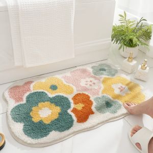 VIKAMA Cartoon Flower Bathroom Anti Slip Absorbent Floor Mat Bedroom Entrance Anti Slip Quick Dry Carpet Soft Plush Home Decor