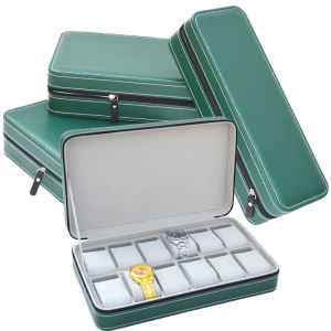 2/4/6/8/10/12 Slots Watch Suitcase Organizer Portable Zipper Watch Case Bracelets Mens and Womens Multifunctional Display Box