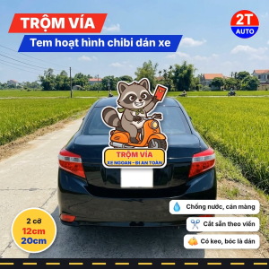 Tem Decal Gấu Mèo Trộm Vía Cầm Lì Xì Đi Xe Máy Chibi Sticker Hoạt Hình Dán Xe Máy Ô Tô Chống Nước