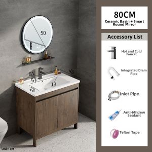 Walnut Ceramic Sink Vanity Set