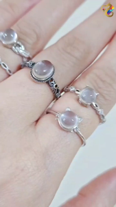 Graduation Grade Rose Quartz Asterism S925 Silver Rings (5 Types to Choose)