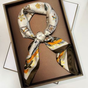 Luxury 70cm Silk Square Scarf Women Satin Bandana Print Scarves Head Band Fashion Lady Hair Shawl Wrap Female Neckerchief Hijab