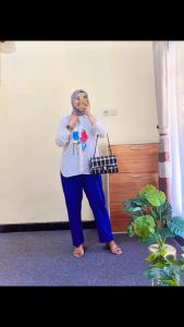 Setelan Wanita Jumbo Ld 110 120 130 Bahan Salur Katun Mix Tile Premium mix Crinkle / One set Wanita Kekinian