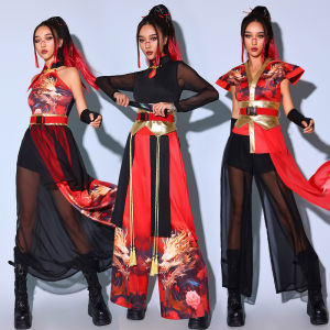 Adult Womens Jazz Dance Performance Costume 2025 New Style Wind Drum Dance Outfit Martial Artist Set Traditional Chinese Stage Wear
