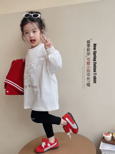 Girls Long Sleeve Cotton T-Shirt Spring Autumn Kids Loose Top Pure Cotton Base Shirt Childrens Fashion Casual Standard Fit