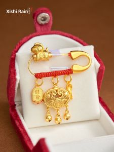 Traditional Chinese Zodiac Horse Snake Dragon Newborn Baby Brooch Pin Outgoing Anti-startle Pregnant Mommy Chest Pin Gift for Full Moon