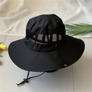 Pure Color Big Brim Sun-Proof Sun Hat Men Outdoor Fishing Sun Hat Foldable Breathable Mesh Bucket Hat Female