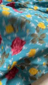 Vải Đũi Gân Dày Xanh Hoa - Chất Dày Vừa Không Giãn Khô Nhẹ Khổ 1m5 - May Đầm Váy Đồ Bộ