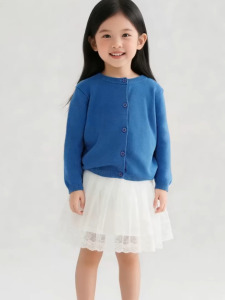 [Fast Shipping] Kids Cotton Knit Cardigans Ins Trendy Solid Color Open Front Sweater for Girl 1-8 Yrs