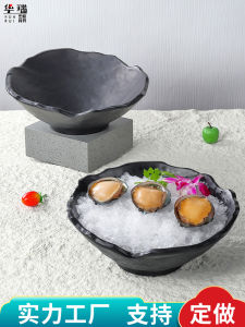 Mimane Dinnerware Imitation Porcelain Slanted Mouth Bowl Hotel Restaurant Seafood Sushi Dry Ice Bowl Frosted Irregular round Salad Bowl