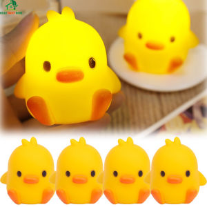 1Pc Cute Cartoon Small Yellow Duck Shape Night Light with Battery Kids Room Decorative Duckling Bedside Lamp Bedroom Eye Care Sleeping Lights