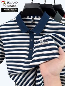 TUCANO | Mens Summer Striped Polo Shirt Thin Ice Silk