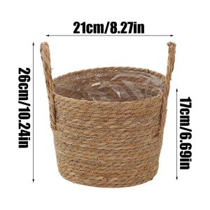 Planter Basket Straw Flowerpot Wicker Planter Basket Flower Pot Rattan Straw Flower Basket For Home Garden Yard Decoration