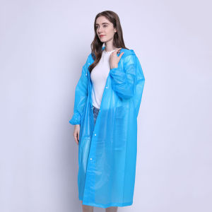 Fashion PEVA Women Man Raincoat Thickened Waterproof Rain Poncho Coat Adult Clear Transparent Camping Hoodie Rainwear Suit
