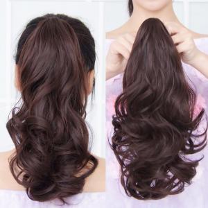 LANLOVE 45 cm Wig ponytail female fake ponytail grasping clip-on ponytail claw clip wig curly hair