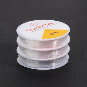 4 Pcs 0.8mm Clear Elastic String Elastic Bead Thread Bracelet String Beaded String Clay Bead String Stretchy Bead Cord Crystal String for Jewelry Necklace Bracelet Making