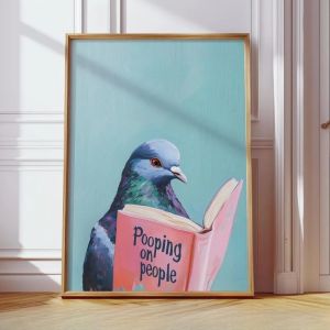 BILIBILI | Poster Nghệ Thuật Đọc Sách Chim Bồ Câu - Tranh Trang Trí Tường Hình Động Vật Ngộ Nghĩnh Phong Cách Hiện Đại In Hình Chim Không Khung Vải Bố Chủ Đề Hoạt Hình