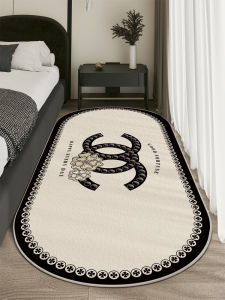 French Style Bedroom Carpet Living Room Sofa Tea Table Mat Easy Cleaning Non-Slip Home Use Bedside Rug Oval Shaped Circle Fleece