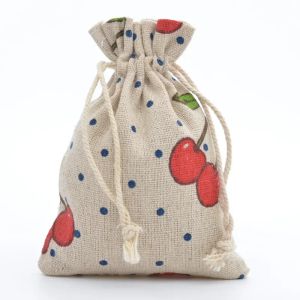 10pcs Cartoon Printing Multicolor Natural Cotton Linen Wedding Childrens Travel Supplies Cosmetic Sundries Storage Gift Bags