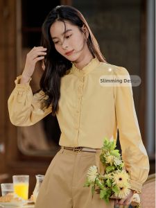 INMAN | Áo Sơ Mi Cổ Đứng Tay Bồng Phong Cách Pháp Thiết Kế Mới Thu Nữ
