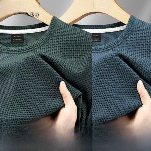 Ice Silk Thin round Neck Short Sleeve T-Shirt Mens Fashion Simple Match Handsome Breathable Lightweight Solid Color Top