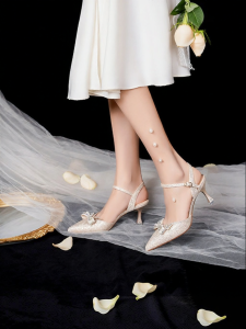 Josiny | Bow Decor Summer New French Style Stiletto Heel Sandals