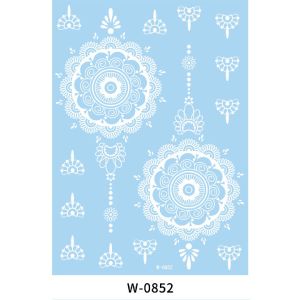 Instant White Red Brown Henna Sticker Pengantin Inai Sticker Putih Lace Temporary Tatoo