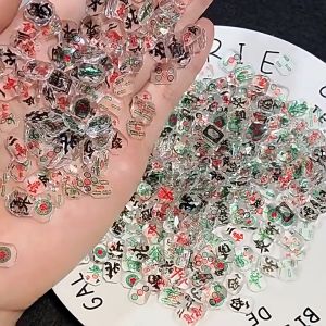 新年中国风麻将美甲饰品冰透立体创意红中发财指甲树脂穿戴甲配件 2025 Happy New Year Chinese Style Mahjong Resin Nail Art Accesories Fake Nails DIY Manicure