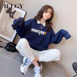 IELGY Áo Len Cổ Bẻ Dáng Rộng Phong Cách Hàn Quốc Ngoại Cỡ Thích Hợp Cho Nữ