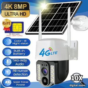 V380 Pro Solar Camera 4G Sim Outdoor PIR Human Detect Wireless Camaras Powered Energy Waterproof CCTV Home Security Protection