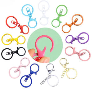 10PCS Colored Keychain Ring with Hook Bag Buckle Lobster Clasps Key Rings For DIY Jewelry Making Keychains Accessories