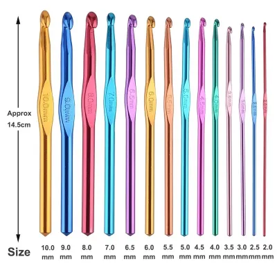 Hakpen Jarum Rajut Aluminium (Crochet Hook Set Hookpen)