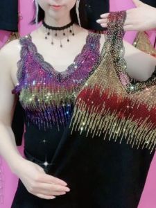 หมีหุ้มเพชร สายคล้อง เสื้อกั๊ก ผู้หญิง ฤดูร้อน อินเทรนด์ ชุดชั้นใน Bright Diamonds 200 ปอนด์ เบา เสื้อกั๊ก พร้อมแผ่นรองหน้าอก