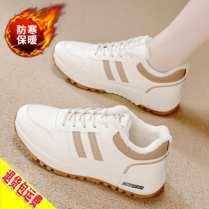 Leather Sport Shoes Womens Fleece Lined Flat Bottom Running Shoes Casual Fashionable All Match Lightweight Soft Bottom