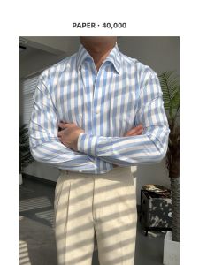 Italian One-piece Collar Stripe Stylish Breathable Thin Dress Shirt