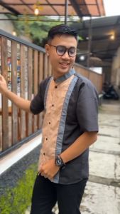 baju Koko Couple Ayah Dan Anak  Harga Terpisah Kemeja Kurta Kerah Mandarin Lengan Pendek Bahan Toyobo