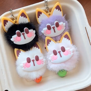 Gantungan Tas Kunci Boneka Kucing Bulu Lucu Bagcharm Keychain Aksesoris Hiasan Tas