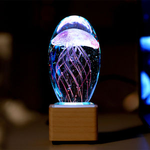 Creative Jellyfish Desktop Decoration Crystal Ball Glowing Birthday Valentines Day Gift for Girls Boyfriend Home Decor